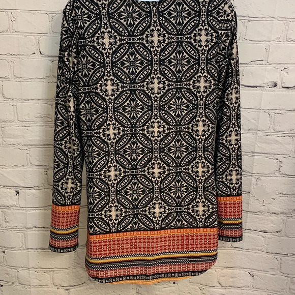 Ivy Ridge printed long sleeve top - orange, black, cream, yellow & maroon - Picture 11 of 11